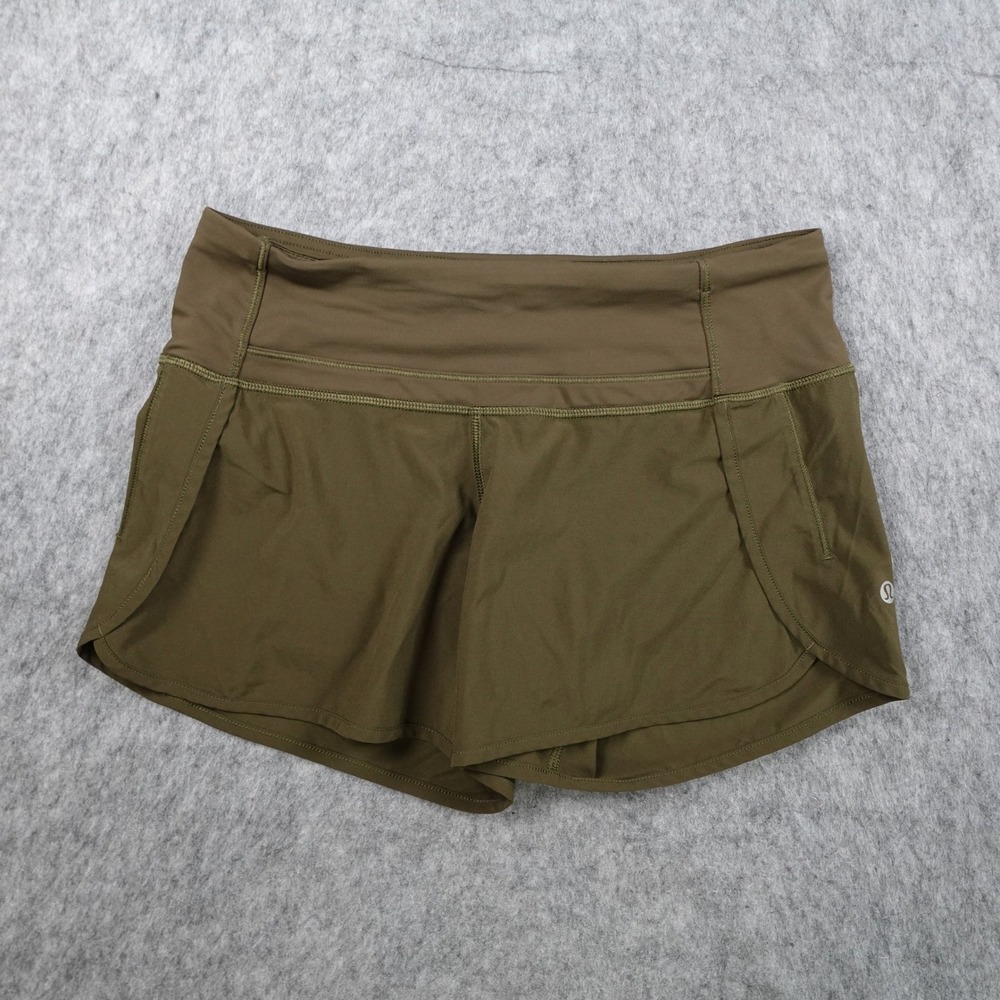 Lululemon Short Womens 4 Olive Green Speed Up 4" Active Athletic Run Gym Yoga